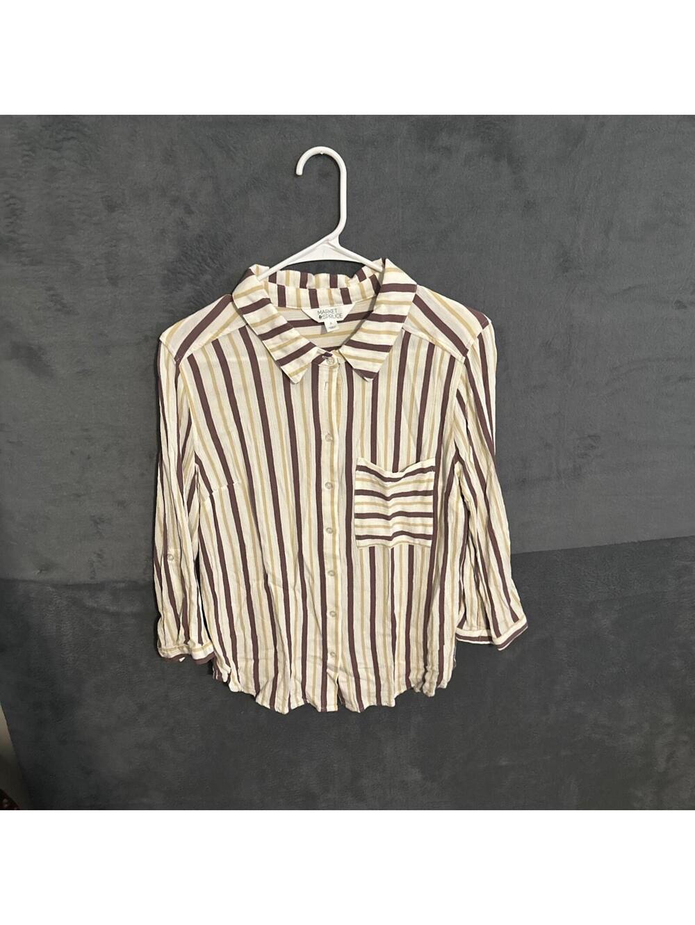 Market & Spruce  Stitch Fix Striped Button Up Top Size Large Long Sleeve Women’s